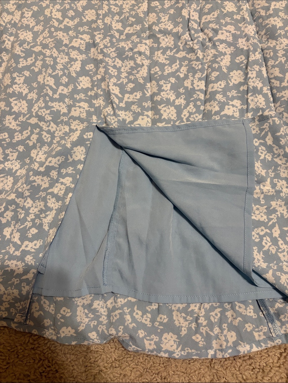 Light Blue Floral Midi Skirt - Picture 2 of 5